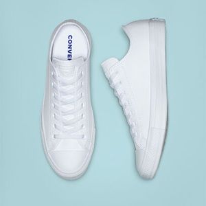 White Leather Converse women size 5 men size 3